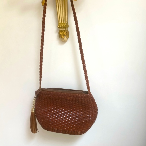 Handbags - Scuola del Cuolo Florence Italy Brown Woven Crossbody Bag